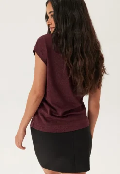 ONLY Onlsilvery S/S V Neck Lurex Top