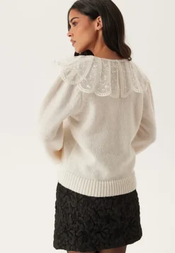 Pieces Pcabby Ls Lace Collar Knit Car
