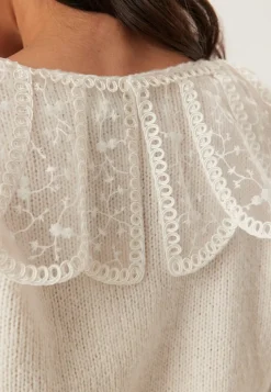 Pieces Pcabby Ls Lace Collar Knit Car