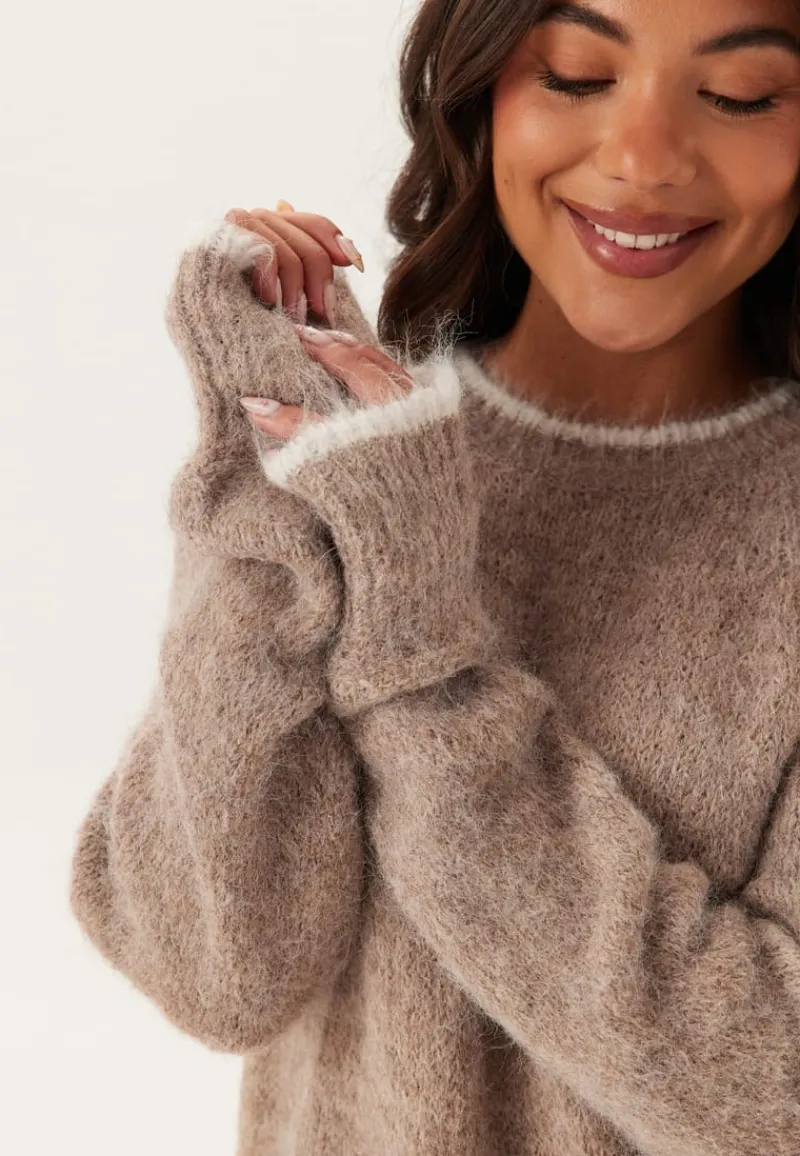 Pieces Pcivy Ls Contrast Knit Dress