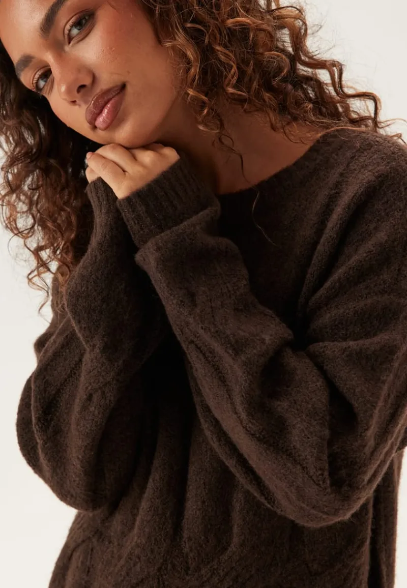 Pieces Pcjenna Ls Cable Knit Midi Dre