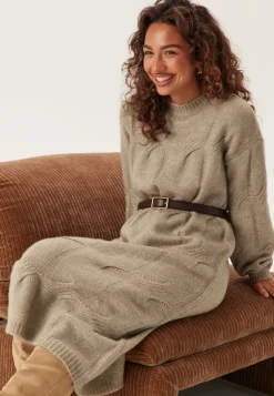 Pieces Pcjenna Ls Cable Knit Midi Dre