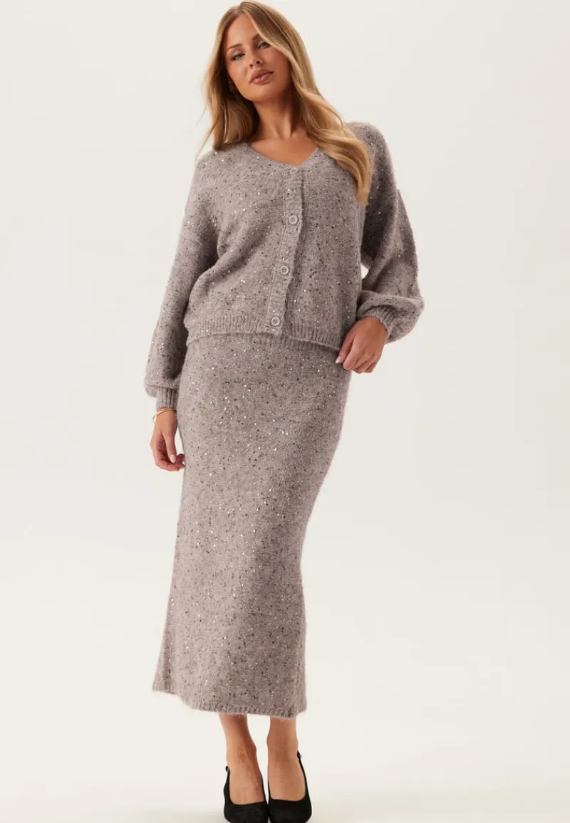 Pieces Pcmesva Ls Boxy Sequin Knit Cardigan