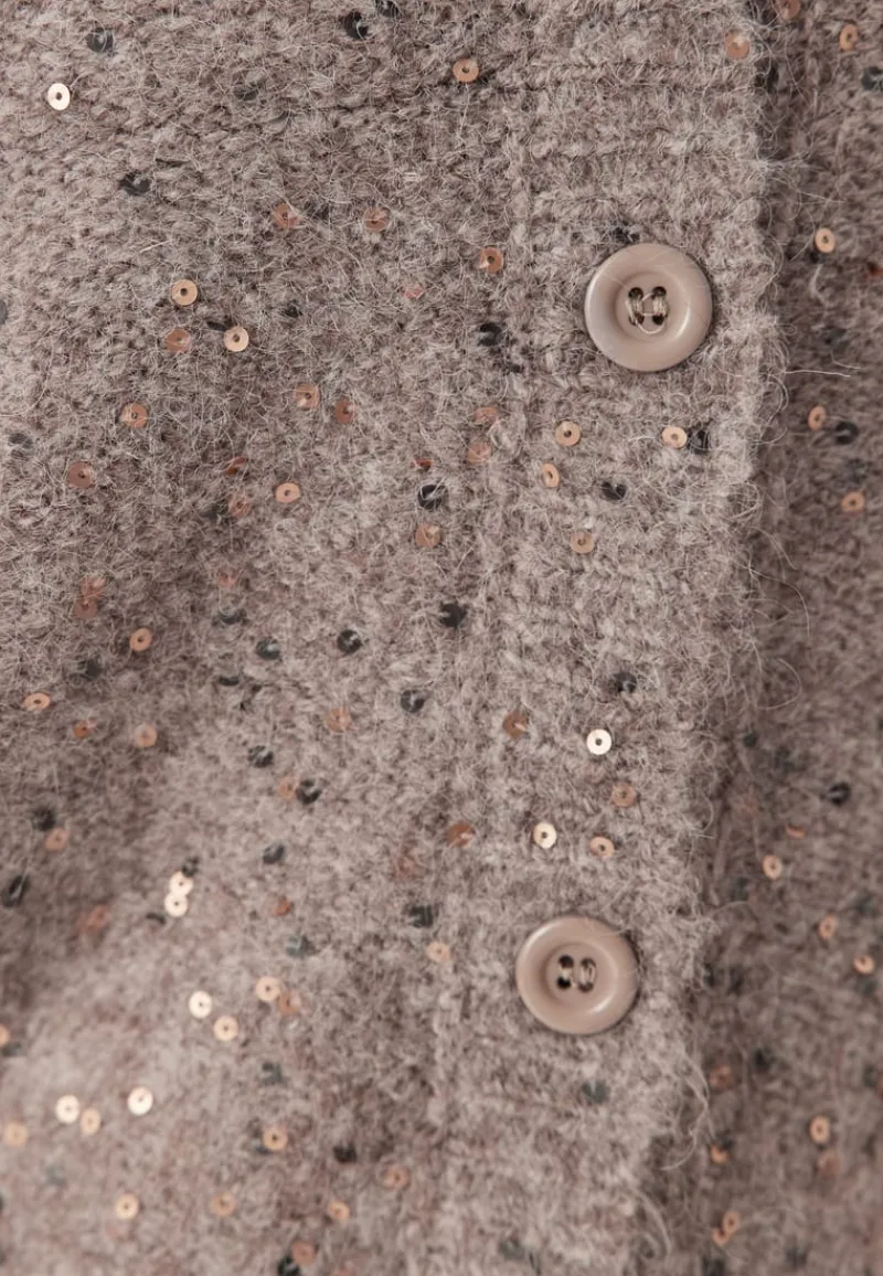 Pieces Pcmesva Ls Boxy Sequin Knit Cardigan
