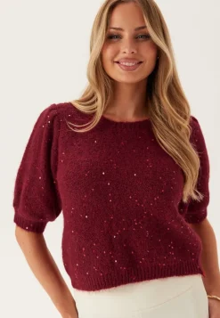 Pieces Pcmesva Ss Sequin Tie Back Knit