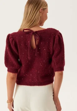 Pieces Pcmesva Ss Sequin Tie Back Knit