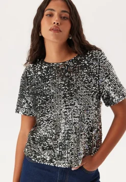 Pieces Pcserena Sequin Ss O-neck Top