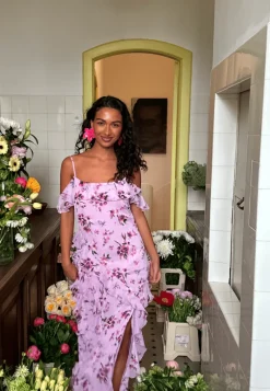 Bubbleroom Occasion Peaky Shoulder Flounce Maxi Dress