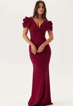 Goddiva Pleated Sleeve Maxi Dress