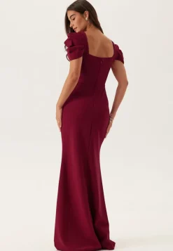 Goddiva Pleated Sleeve Maxi Dress