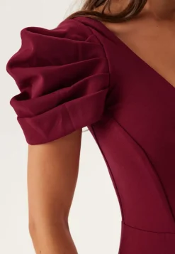 Goddiva Pleated Sleeve Maxi Dress