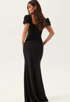 Goddiva Pleated Sleeve Maxi Dress