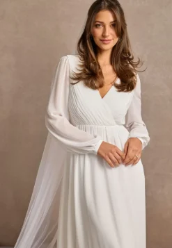 Bubbleroom Occasion Pleated V-Neck Wedding Gown