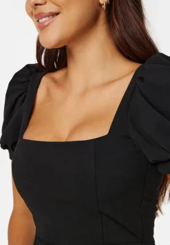 John Zack Puff Sleeve Maxi Dress With Split