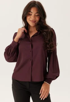 BUBBLEROOM Puff Sleeve Satin Shirt