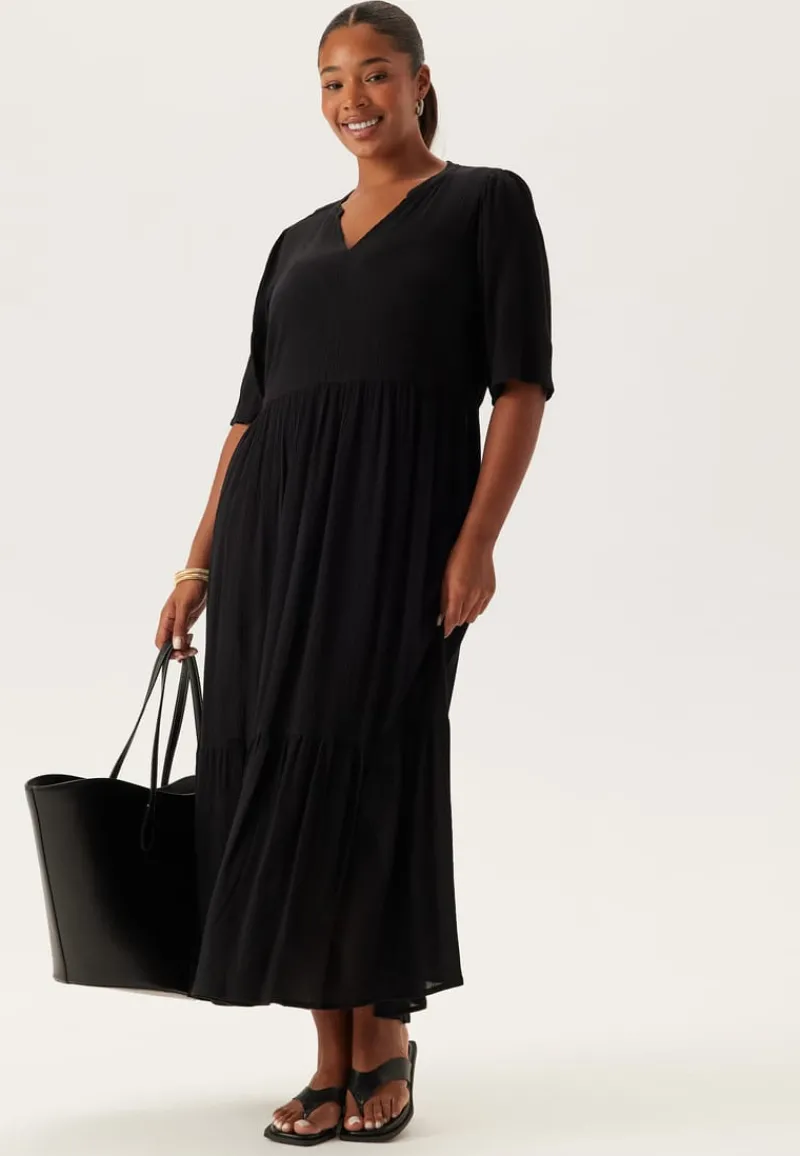 Happy Holly Puff Sleeve Viscose Dress