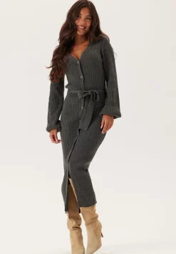 BUBBLEROOM Rib Knitted Cardigan Dress