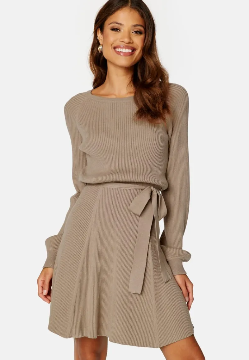BUBBLEROOM Rib Knitted Skater Dress