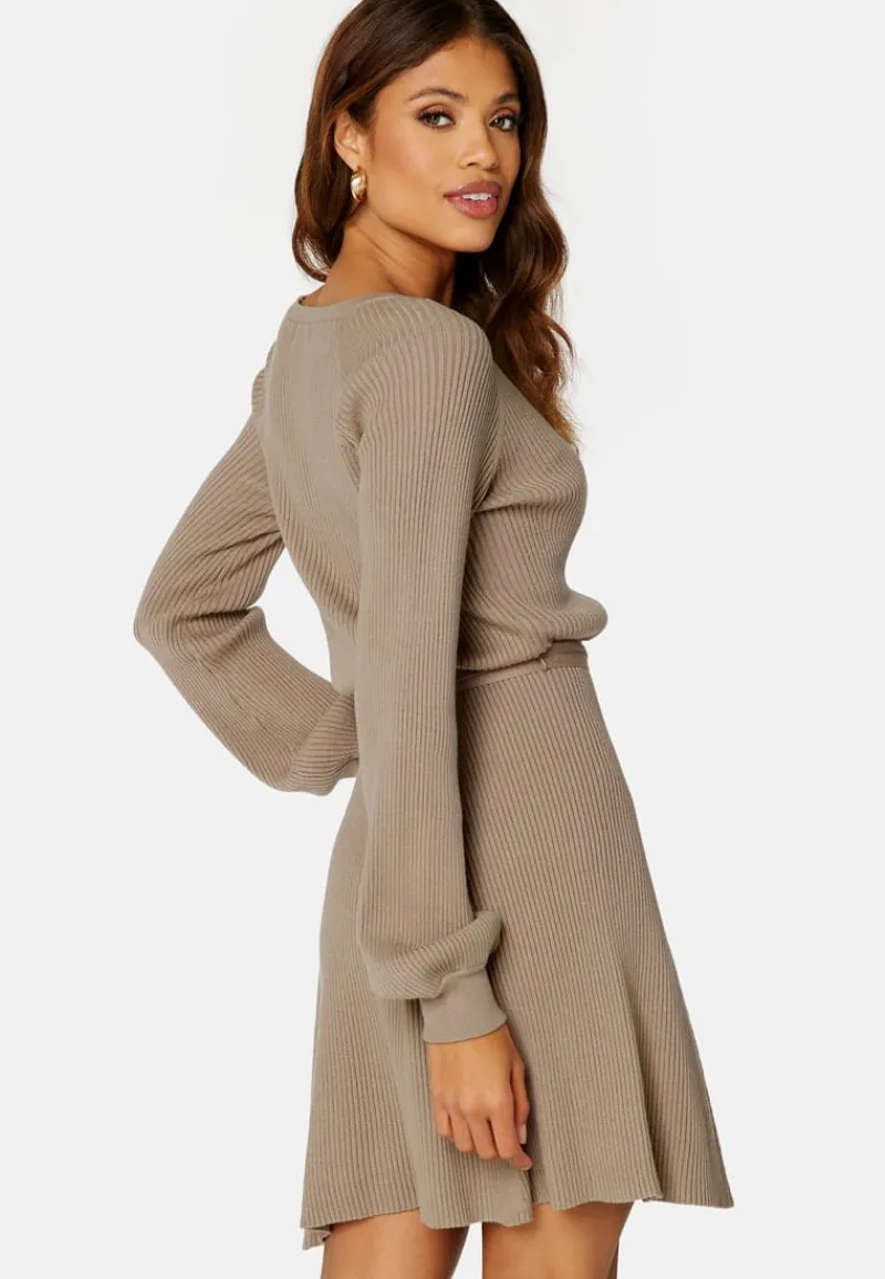 BUBBLEROOM Rib Knitted Skater Dress