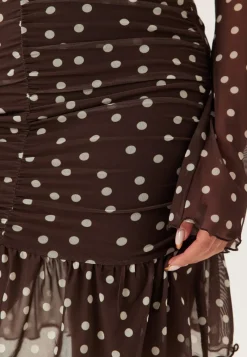 BUBBLEROOM Ruched Mesh Frill Dress