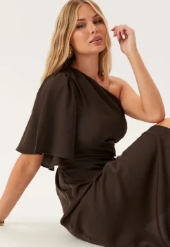 Bubbleroom Occasion Ruched One Shoulder Midi Dress