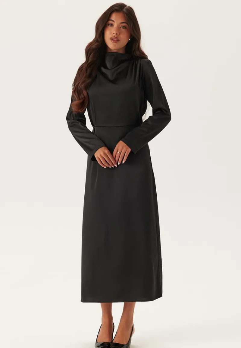 Bubbleroom Occasion Satin High Collar Midi Dress