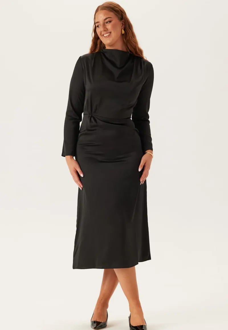 Bubbleroom Occasion Satin High Collar Midi Dress