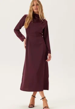 Bubbleroom Occasion Satin High Collar Midi Dress