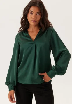 BUBBLEROOM Satin Puff Sleeve Blouse