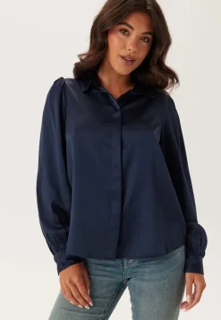 BUBBLEROOM Satin Puff Sleeve Shirt