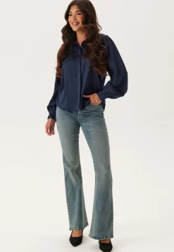 BUBBLEROOM Satin Puff Sleeve Shirt