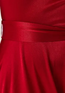 Goddiva Satin Volume Sleeve Maxi Dress