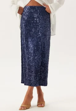 Happy Holly Sequin A-line Midi Skirt