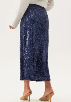 Happy Holly Sequin A-line Midi Skirt