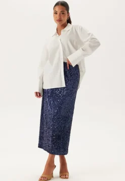 Happy Holly Sequin A-line Midi Skirt