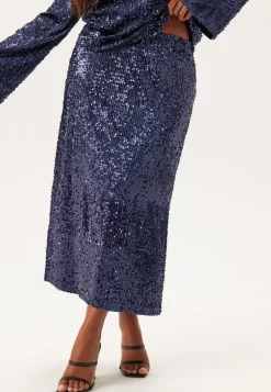 Happy Holly Sequin A-line Midi Skirt