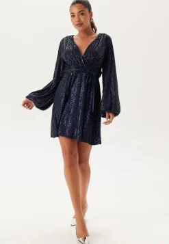 Bubbleroom Occasion Sequin Balloon Sleeve Dress