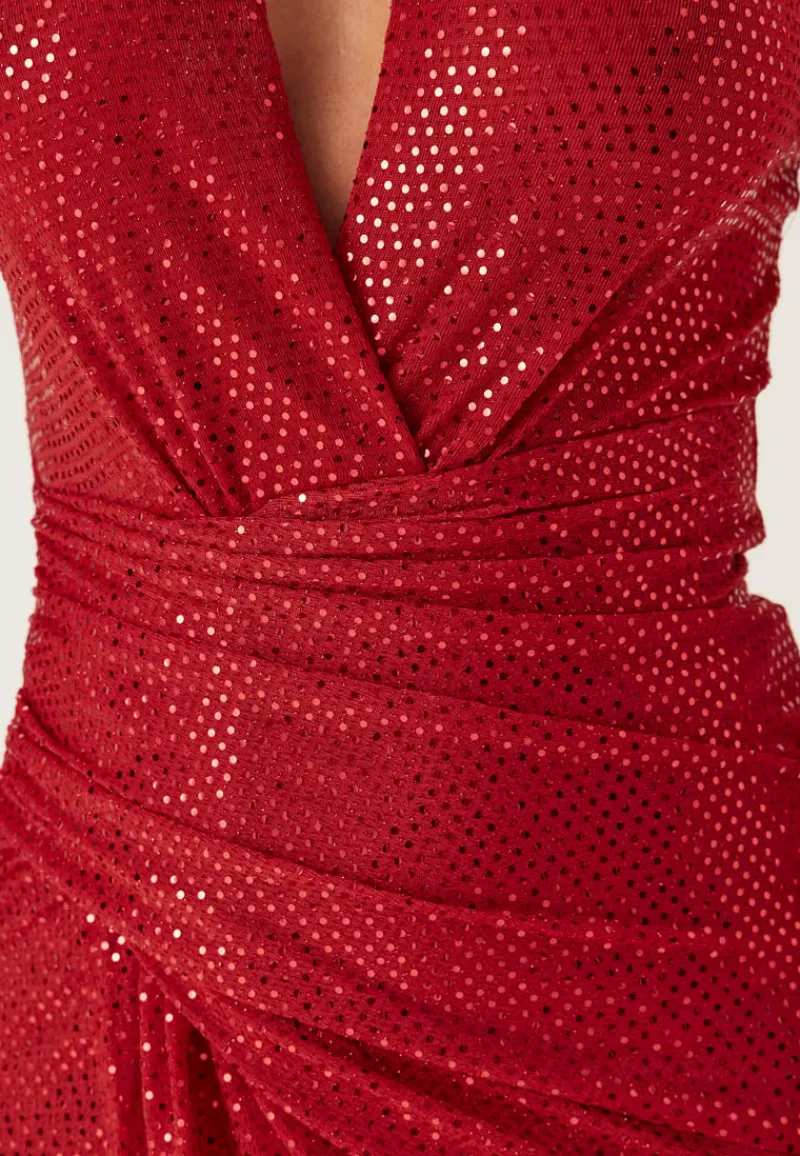 John Zack Sequin Rouch Maxi Dress