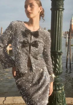 Bubbleroom Occasion Sequin Velvet Mini Skirt