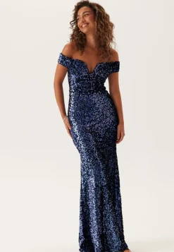 Goddiva Sequin Velvet Sweetheart Maxi Dress