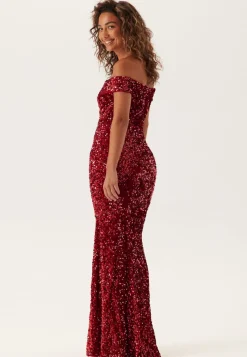 Goddiva Sequin Velvet Sweetheart Maxi Dress