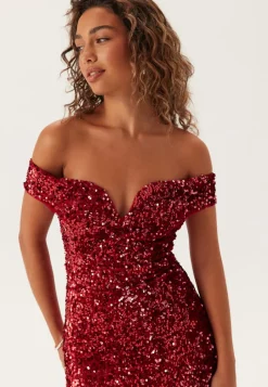 Goddiva Sequin Velvet Sweetheart Maxi Dress