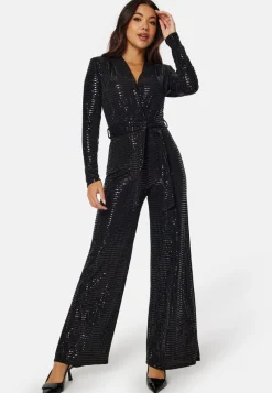 John Zack Sequin Wide Leg Jumpsuit