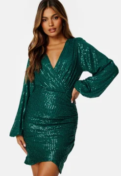 Bubbleroom Occasion Sequin Wrap Dress