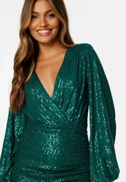 Bubbleroom Occasion Sequin Wrap Dress