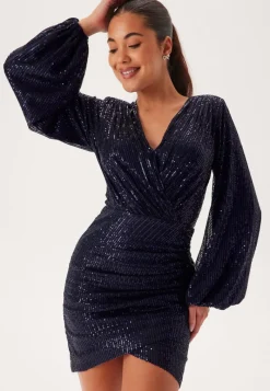 Bubbleroom Occasion Sequin Wrap Dress