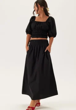 BUBBLEROOM Smock Waist Maxi Skirt