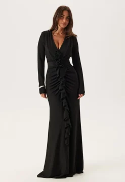 Bubbleroom Occasion Sparkling Low V-neck Slit Gown