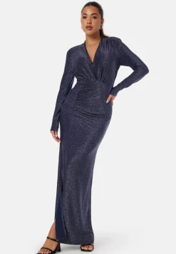 Bubbleroom Occasion Sparkling Ruched Slit Gown