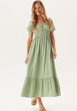 BUBBLEROOM Square Neck Cotton Maxi Dress